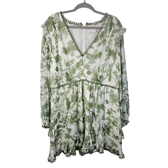 ASOS Design Curve Women's Flowy Dress Green White Floral‎ Size 16 US - Picture 1 of 12